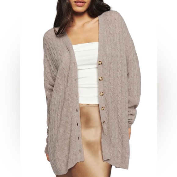 Reformation Giusta Oversized Cashmere Cardigan Sweater in Oatmeal Women’s Small - Picture 5 of 12